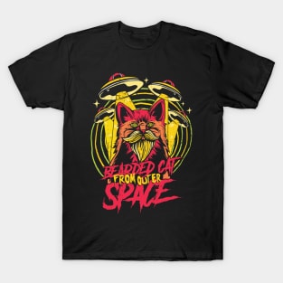 Bearded cat from outer space T-Shirt